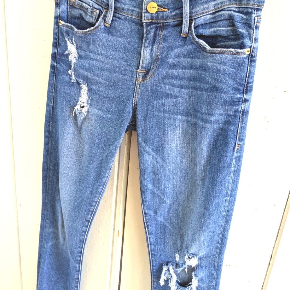 Frame Distressed Skinny with raw hem sz 26 - Picture 4 of 12